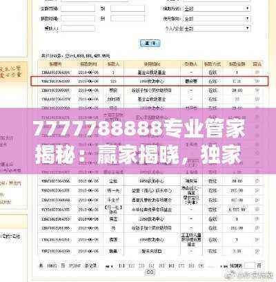 7777788888专业管家揭秘:赢家揭晓,独家版NFY288.56结果公布