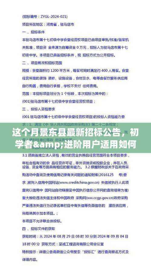 月景东县最新招标公告详解,初学者与进阶用户获取指南及理解步骤教程