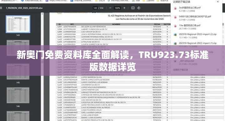 新奥门免费资料库全面解读,TRU923.73标准版数据详览