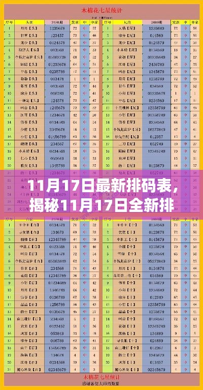 揭秘科技巅峰,全新排码表引领未来生活新纪元(11月17日最新)