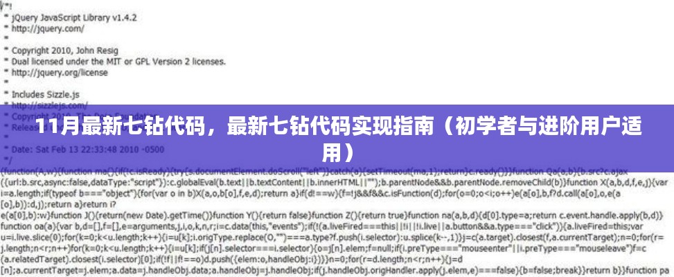 最新七钻代码实现指南,适合初学者与进阶用户的11月七钻代码详解