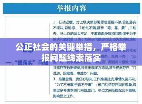 公正社会的关键举措,严格举报问题线索落实